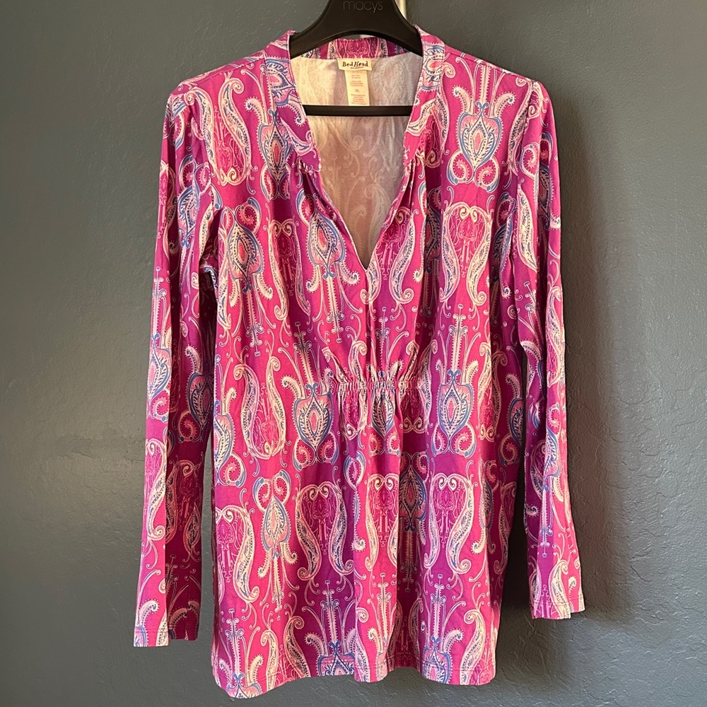 BedHead Pink and Blue Paisley Blouse/PJ top